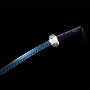 Handmade Japanese Samurai Katana Sword Carbon Steel Blue Blade Battle Ready Brown Saya