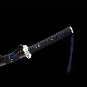 Handmade Japanese Samurai Katana Sword Carbon Steel Blue Blade Battle Ready Brown Saya