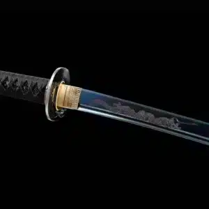 Handmade Japanese Samurai Katana Sword Carbon Steel Blue Blade Dragon Pattern Battle Ready