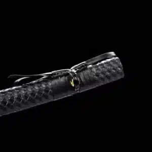 Handmade Japanese Samurai Katana Sword Carbon Steel Blue Blade With Bo Hi Pu Wrap Black Saya