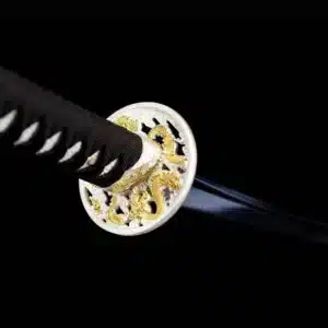 Handmade Japanese Samurai Katana Sword Carbon Steel Blue Full Tang Blade With Bo Hi Black Saya