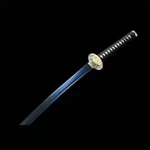 Handmade Japanese Samurai Katana Sword Carbon Steel Blue Full Tang Blade With Bo Hi Black Saya