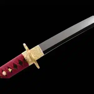 Handmade Japanese Samurai Katana Sword High Carbon Steel Blade Mirror Polished Red Handle Black Saya