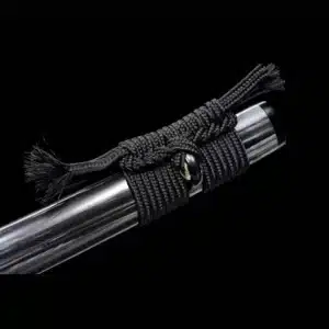 Handmade Japanese Samurai Katana Sword Spring Steel Black Blade Full Tang With Grey Scabbard