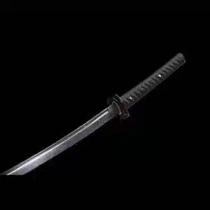 Handmade Japanese Samurai Katana Sword Spring Steel Black Blade Full Tang With Grey Scabbard