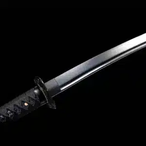 Handmade Japanese Samurai Katana Sword Spring Steel Black Blade Full Tang With Grey Scabbard