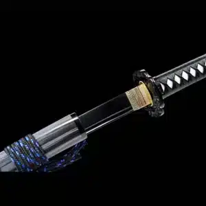 Handmade Japanese Samurai Katana Sword Spring Steel Black Blade With Grey Scabbard