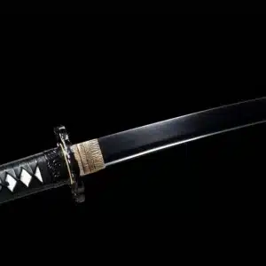 Handmade Japanese Samurai Katana Sword Spring Steel Black Blade With Grey Scabbard