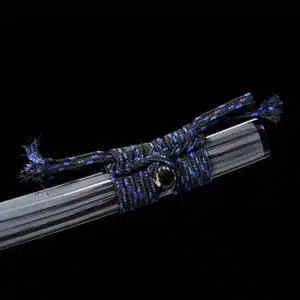 Handmade Japanese Samurai Katana Sword Spring Steel Black Blade With Grey Scabbard