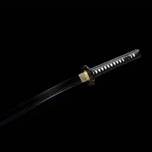 Handmade Japanese Samurai Katana Sword Spring Steel Black Blade With Grey Scabbard