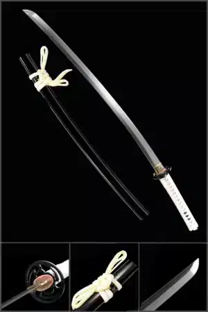 Handmade Japanese Samurai Katana Sword Spring Steel Blade Full Tang Mirror Polished Black Saya