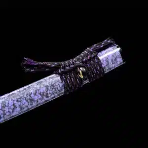 Handmade Japanese Samurai Katana Sword Spring Steel Blade Full Tang With Bo Hi Purple Saya