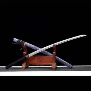 Handmade Japanese Samurai Katana Sword Spring Steel Blade Full Tang With Bo Hi Purple Saya