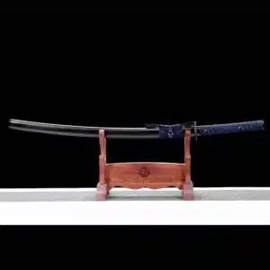 Handmade Japanese Samurai Katana Sword Spring Steel Full Tang Blue Baked With Black Scabbard