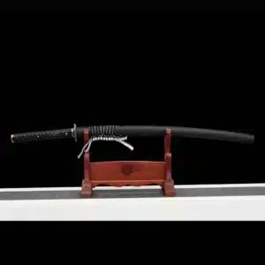 Handmade Japanese Samurai Katana Sword Spring Steel Red Blade Full Tang Black Saya