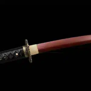 Handmade Japanese Samurai Katana Sword Spring Steel Red Blade Full Tang Black Saya