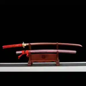 Handmade Japanese Samurai Katana Sword Spring Steel Red Blade Full Tang With Red Saya