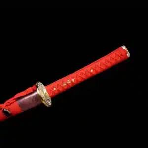 Handmade Japanese Samurai Katana Sword Spring Steel Red Blade Full Tang With Red Saya