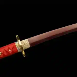 Handmade Japanese Samurai Katana Sword Spring Steel Red Blade Full Tang With Red Saya