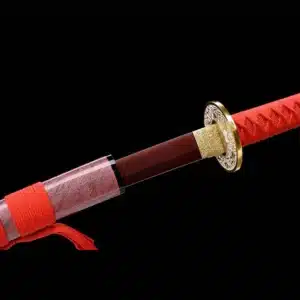 Handmade Japanese Samurai Katana Sword Spring Steel Red Blade Full Tang With Red Saya