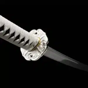 Handmade Japanese Samurai Katana Sword Spring Steel Strong Full Tang Battle Ready Blue Floral Pattern Saya