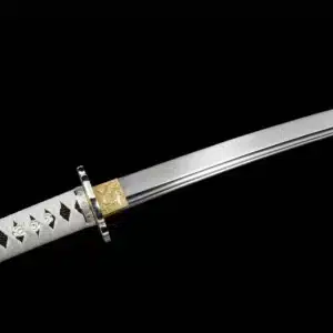 Handmade Japanese Samurai Katana Sword Spring Steel Strong Full Tang Battle Ready Blue Floral Pattern Saya