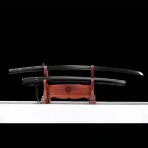 Handmade Japanese Samurai Katana Sword Darth Vader Spring Steel Black Blade Full Tang With Bo Hi Black Saya