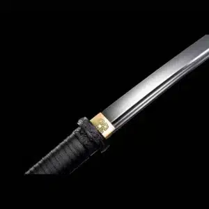 Handmade Japanese Samurai Katana Sword High Manganese Steel Black Blade Full Tang With Pu Wrap Scabbard