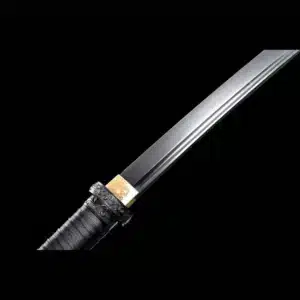 Handmade Japanese Samurai Katana Sword High Manganese Steel Black Blade Full Tang With Pu Wrap Scabbard