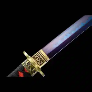 Handmade Japanese Samurai Katana Sword High Manganese Steel Blade Blue Baked Full Tang Multi Colored Saya