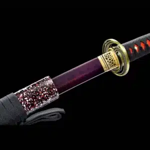 Handmade Japanese Samurai Katana Sword High Manganese Steel Blade Blue Baked Full Tang Multi Colored Saya