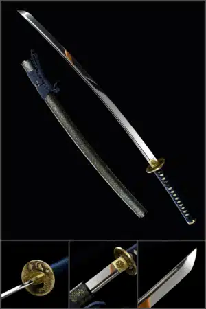 Handmade Japanese Samurai Katana Sword High Manganese Steel Blade Full Tang With Bo Hi Green Saya