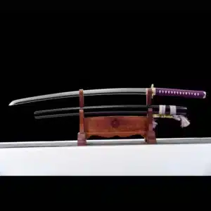 Handmade Japanese Samurai Katana Sword High Manganese Steel Blade Mirror Polished Black Saya