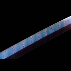 Handmade Japanese Samurai Katana Sword High Manganese Steel Blade Twist Lines Blue Baked Full Tang Pink Saya