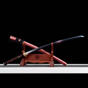 Handmade Japanese Samurai Katana Sword High Manganese Steel Blade Twist Lines Blue Baked Full Tang Pink Saya