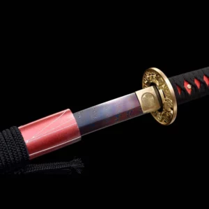 Handmade Japanese Samurai Katana Sword High Manganese Steel Blade Twist Lines Blue Baked Full Tang Pink Saya