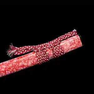 Handmade Japanese Samurai Katana Sword High Manganese Steel Red Cloud Pattern Blade With Pink Scabbard