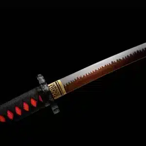 Handmade Japanese Samurai Katana Sword High Manganese Steel Red Hamon Blade Full Tang