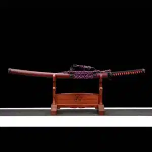 Handmade Japanese Samurai Katana Sword High Manganese Steel Red Hamon Blade Full Tang