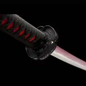 Handmade Japanese Samurai Katana Sword High Manganese Steel Red Hamon Blade Full Tang