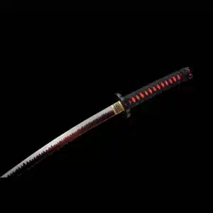 Handmade Japanese Samurai Katana Sword High Manganese Steel Red Hamon Blade Full Tang