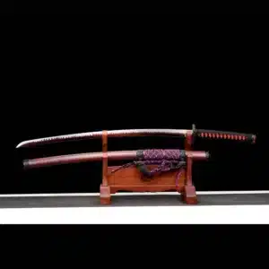 Handmade Japanese Samurai Katana Sword High Manganese Steel Red Hamon Blade Full Tang