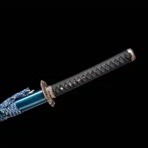 Handmade Japanese Samurai Katana Sword High Manganese Steel Thunder Blue Blade Battle Ready Blue Saya