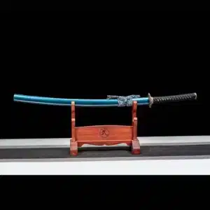 Handmade Japanese Samurai Katana Sword High Manganese Steel Thunder Blue Blade Battle Ready Blue Saya