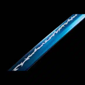 Handmade Japanese Samurai Katana Sword High Manganese Steel Thunder Blue Blade Battle Ready Blue Saya