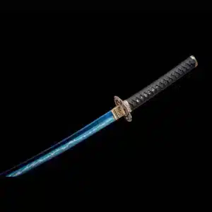 Handmade Japanese Samurai Katana Sword High Manganese Steel Thunder Blue Blade Battle Ready Blue Saya