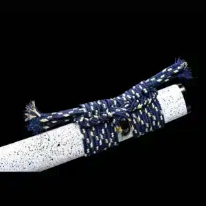 Handmade Japanese Samurai Katana Sword High Manganese Steel Thunder Red Blade Battle Ready White Saya