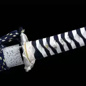 Handmade Japanese Samurai Katana Sword High Manganese Steel Thunder Red Blade Battle Ready White Saya