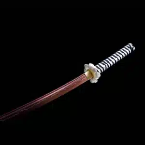 Handmade Japanese Samurai Katana Sword High Manganese Steel Thunder Red Blade Battle Ready White Saya