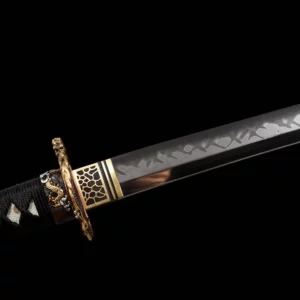 Handmade Japanese Samurai Katana Sword High Performance Dragon T Steel Clay Tempered With Hamon Battle Ready Black Saya